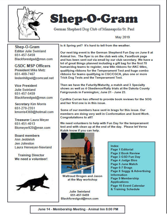 GSDCMSP Shep-O-Gram May, 2019